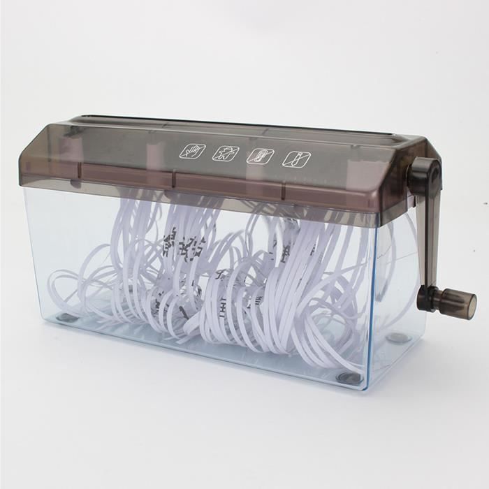 Déchiqueteuse De Papier Manuelle En Plastique Transparent, Outil De Découpe A4 Pour Bureau, Bleue