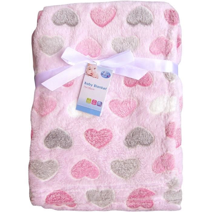 Baby Blanket Newborn Polaire Douce couette filles rose Star Carreaux À Rayures