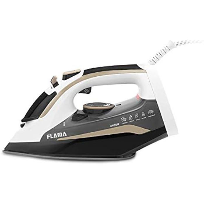 Flama Fer à vapeur 5342FL base en céramique Ultra Glide 2400 W nettoyage automatique système anticalcaire réservoir de 370 ml - Flama