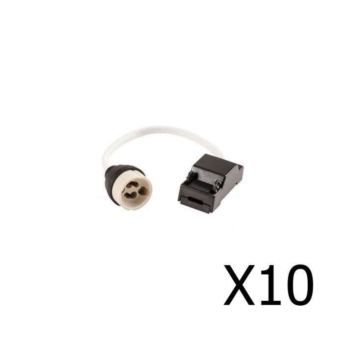 Lot De 10 Douilles GU10 En Céramique Avec Câble Silicone 12 Cm - Pour Ampoules LED Et Halogène GU10 - 0-250V, Max 200W - 13