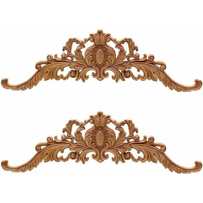 Applique En Bois Sculpté Non Peinte Pour Meubles - Déco Vintage Style Européen - 30 X 7 X 1,8 Cm - DIY Personnalisable
