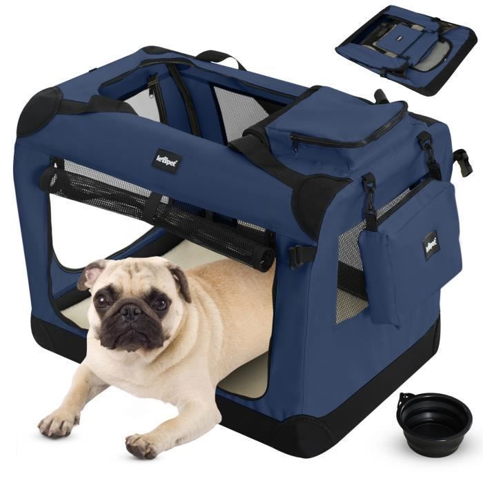 Comparer les prix de Leopet® Sac De Transport Pour Chiens - Gamelle, Pliable, Respirant, Taille S, Bleu Marine - Bagage, Panier Pour Animal De Compagnie