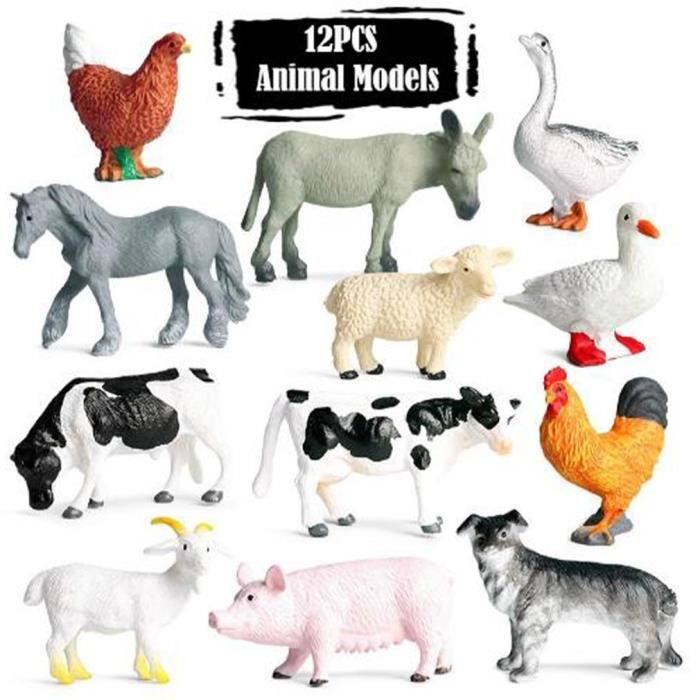 Comparer les prix de Figurines d'action animale modèle jouet ensemble réaliste ferme animal sauvage jouet éducatif, animaux de la ferme