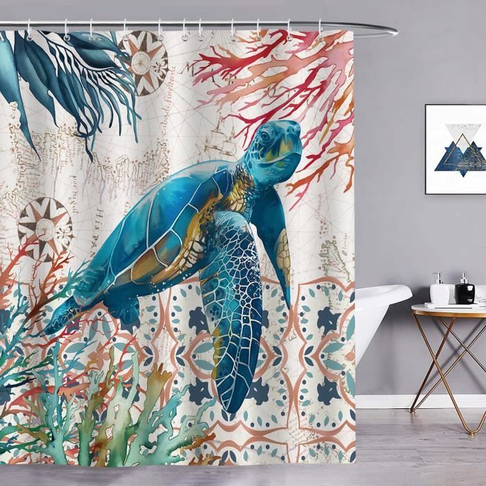 Rideau de Douche Bouddha <br> tortue