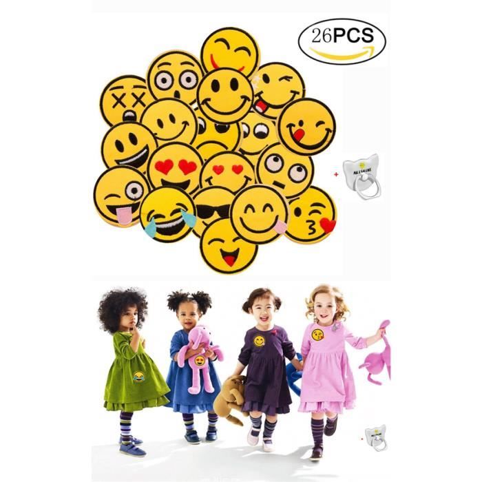Broderie patch,26 pcs emoji Expression coudre patches Thermo