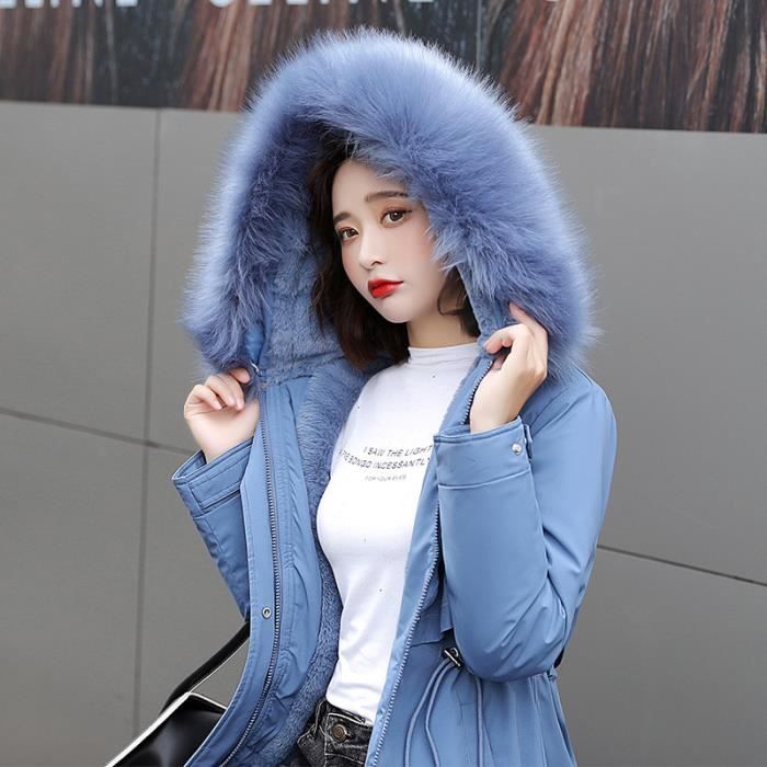 DOUDOUNE Femme Coupe slim Plus velours Garder au chaud Coton