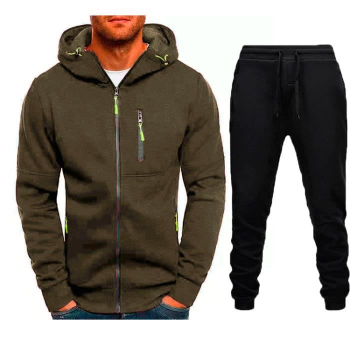 Survêtement Homme 2 Pièces - Sweat à Capuche Et Pantalon Jogging - Polyester/élasthanne - Pour Gym, Streetwear, Quotidien - Taille S à 3XL