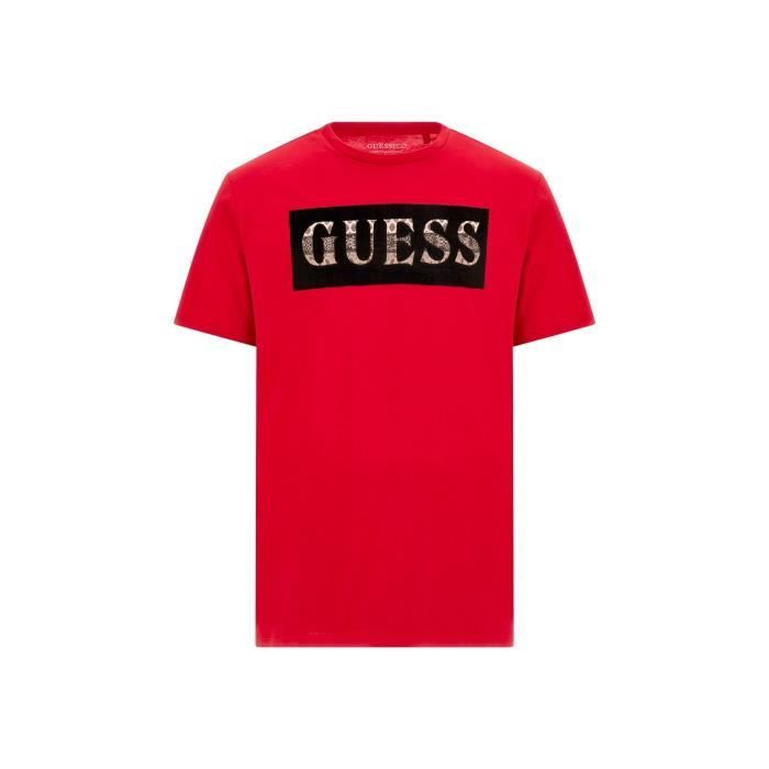 T shirt - Guess - Homme - Authentic - Rouge - Coton