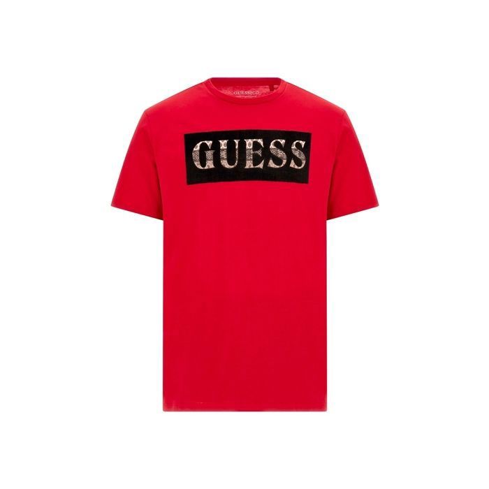 T shirt Guess Homme Authentic Rouge Coton Rouge Cdiscount Pret a Porter
