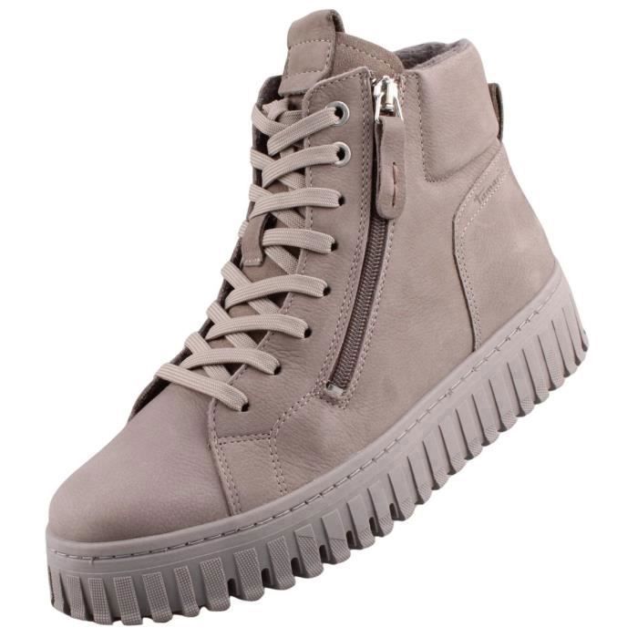 tamaris Baskets - TAMARIS - Femme - Cuir nubuck - Semelle compensée - Gris