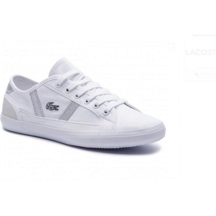 Baskets Femme Lacoste Sideline 219 1 Canvas Blanc Blanc Cdiscount Chaussures