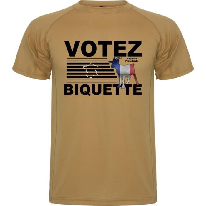 T Shirt Humour Politique Votez Biquette Election Contestataire Tee Shirt Sable Du S Aux Xxl Marron Sable Cdiscount Pret A Porter