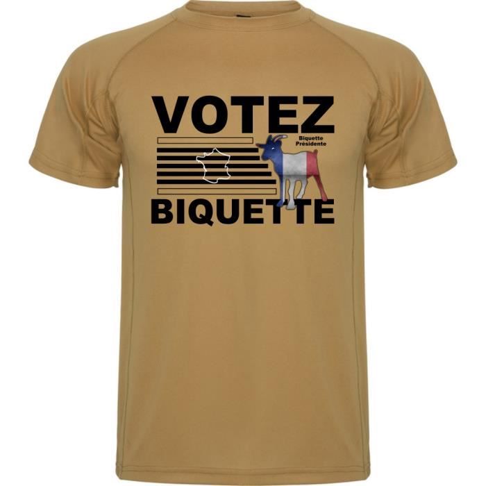T Shirt Humour Politique Votez Biquette Election Contestataire Tee Shirt Sable Du S Aux Xxl Marron Sable Cdiscount Pret A Porter