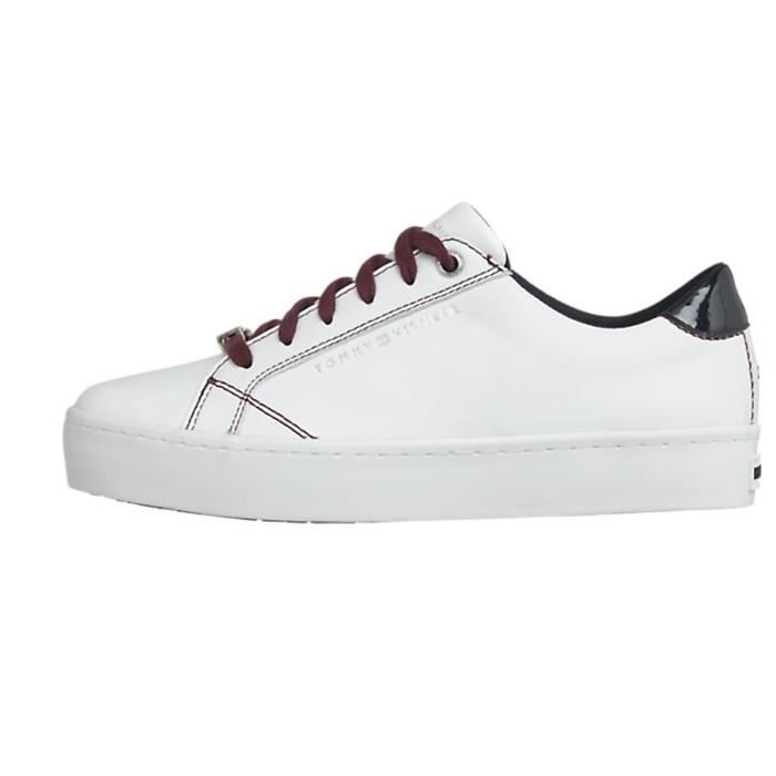 tommy hilfiger fw0fw05122 chaussures de tennis faible femme blanc