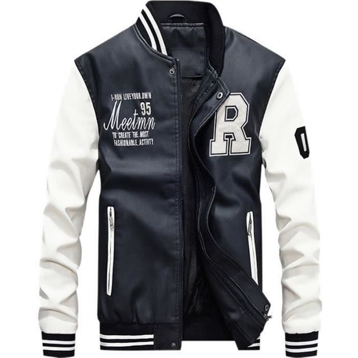 Veste homme de marque Veste en cuir PU Veste grande taille