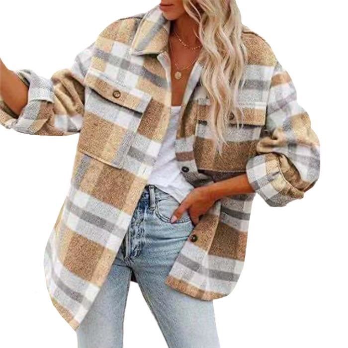 Chemise a carreaux beige femme best sale