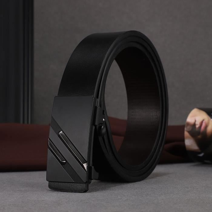 Ceinture En Cuir Réglable Automatique Sans Boucle Pour Homme, Café, Taille Unique
