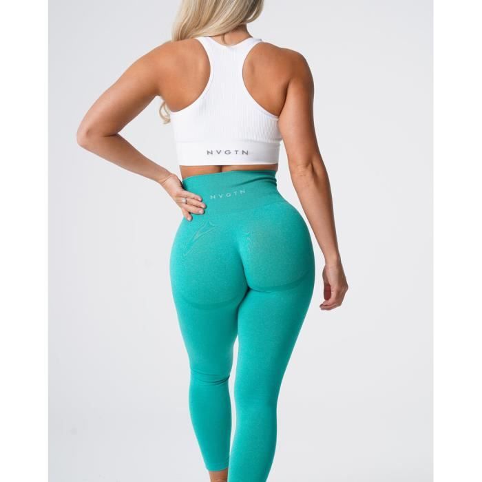 Pantalon de sport Leggings en Lycra sans couture pour femmes collants doux d entrainement tenues de Fitness Turquoise C Blanc Cdiscount Sport