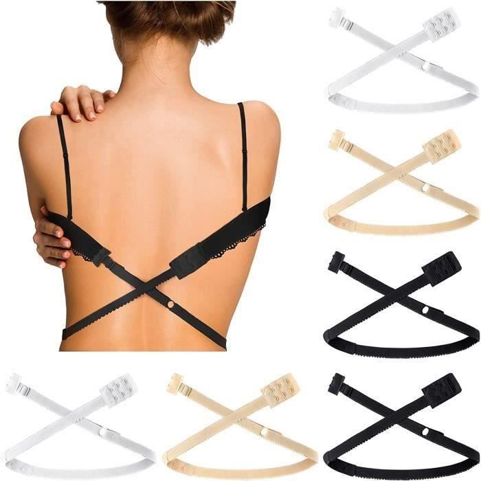 Lot De 6 Rallonges De Soutien-Gorge Élastiques | 3 Rangs De Crochets (2 Et 3 Crochets) | Noir, Blanc, Chair | Pour Un Confort Et Un Ajustement Parfait