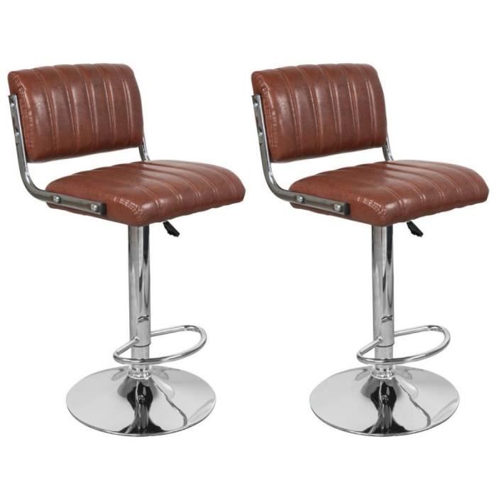 lot de 2 chaises de bar contemporaines en simili cuir marron - paris prix