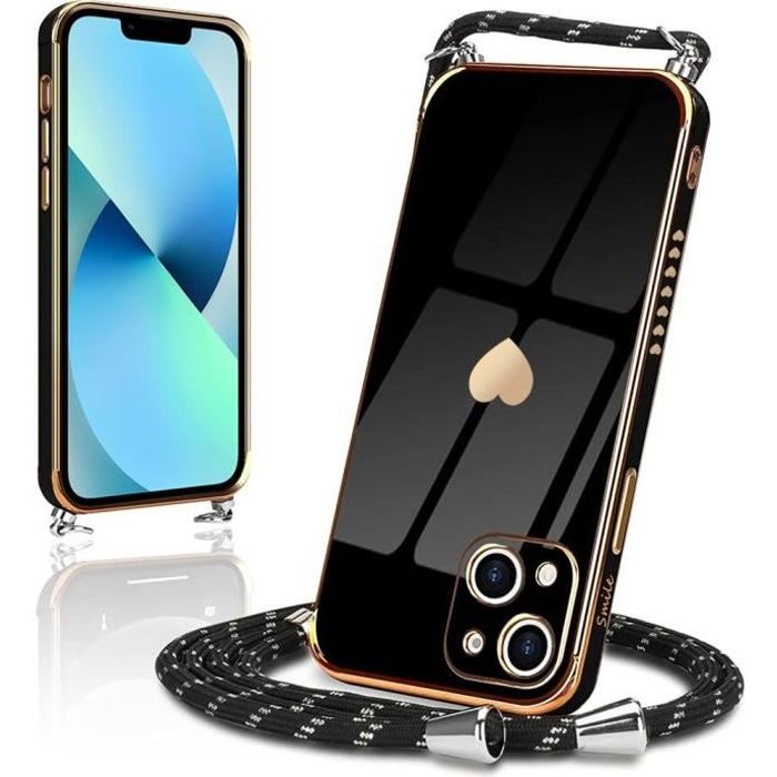 Coque Bandoulière Réglable Pour iPhone 13 (6,1") Noir Souple TPU