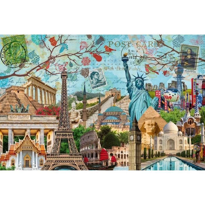 Puzzle 5000 pièces : Carte postale des monuments Ravensburger France - vue 2
