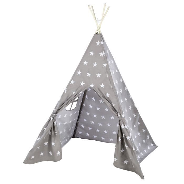 ROBA Tente de Jeu Little Stars - Tippi Tente Exterieur / Intérieur pour Enfants - Imprimé Étoiles - Gris