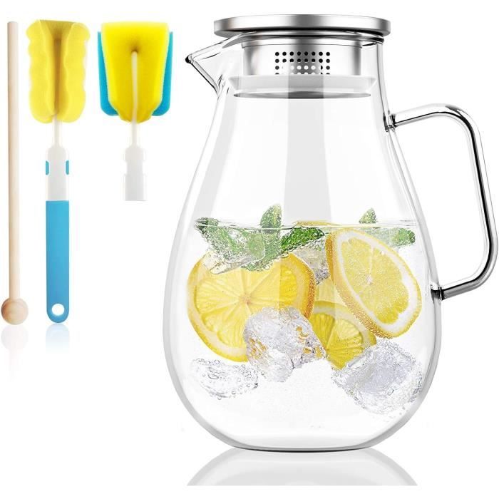 Carafe Pour Porte De Réfrigérateur 2,5L - Plastique PP - Dimensions 15x7,5x24,5 Cm - Bec Verseur Anti-goutte - Couvercle Inclus - Rose Ou Vert