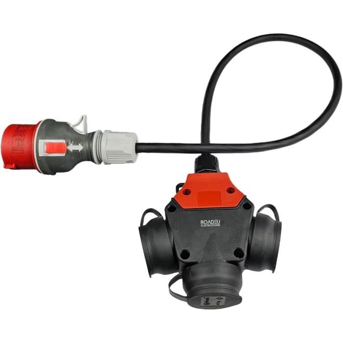 Adaptateur De Courant Fort Cee 32 A, 380 V Vers 220 V, 3 Prises Schuko 220 V, Câble En