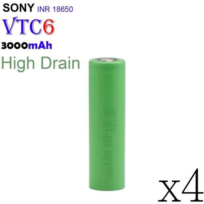 4PCS Accu Sony 18650 VTC6 - 3000 mAh INR 3.7V Rechargeable Li-ion batteries