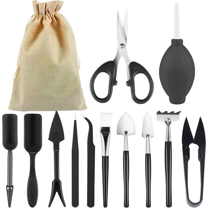 13PCS Outils de Jardin Kit Bonsai, Mini Outils Jardinage Pour Plantes D