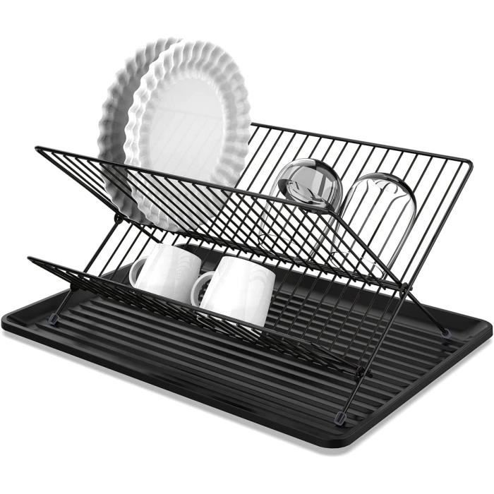 KARL HAUSMANN Égouttoir à Vaisselle Inox 42x31x12 Cm Noir - Sèche Vaisselle Sur Évier Avec Compartiments