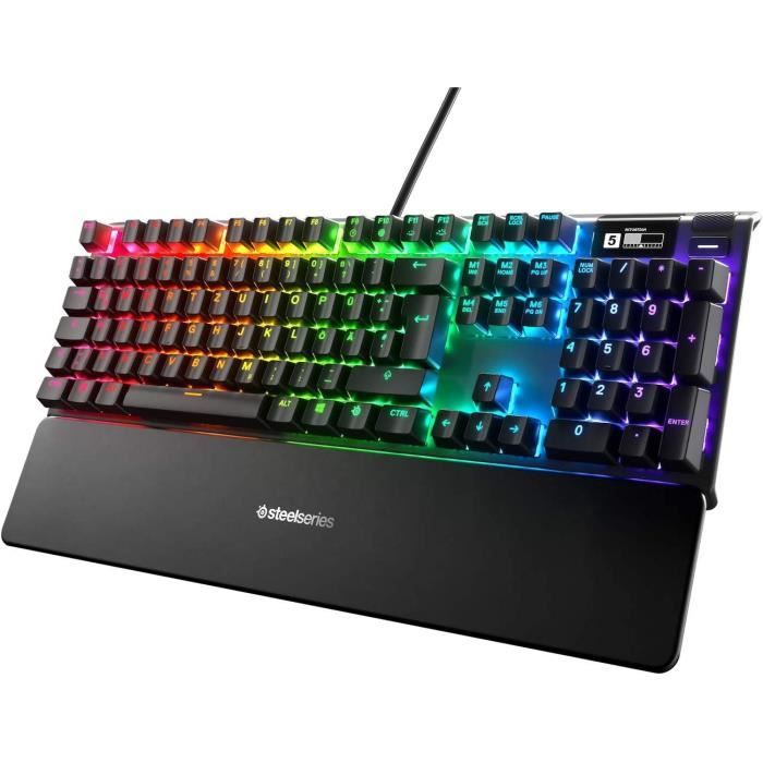 Clavier de gaming mécanique – SteelSeries – Apex 7 – Écran OLED Smart Display – Switchs bleu – QWERTZ