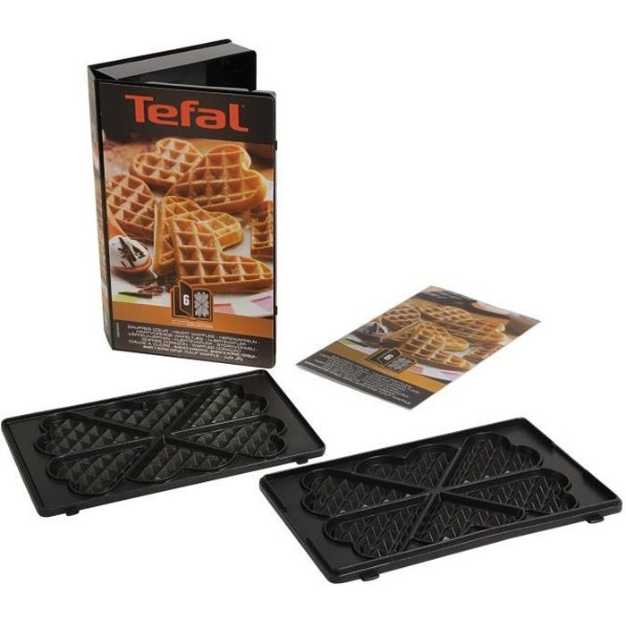 TEFAL - Snack Collection - Lot de 2 Plaques Gaufrettes Cœur - Noir - Compatible Lave-vaisselle - 750