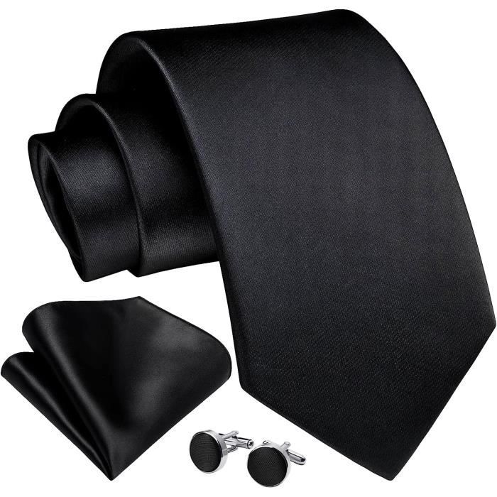 Cravate Homme Mariage Cravates Couleur Unie Ensemble Cravate Et Pochette Et Boutons De Manchette