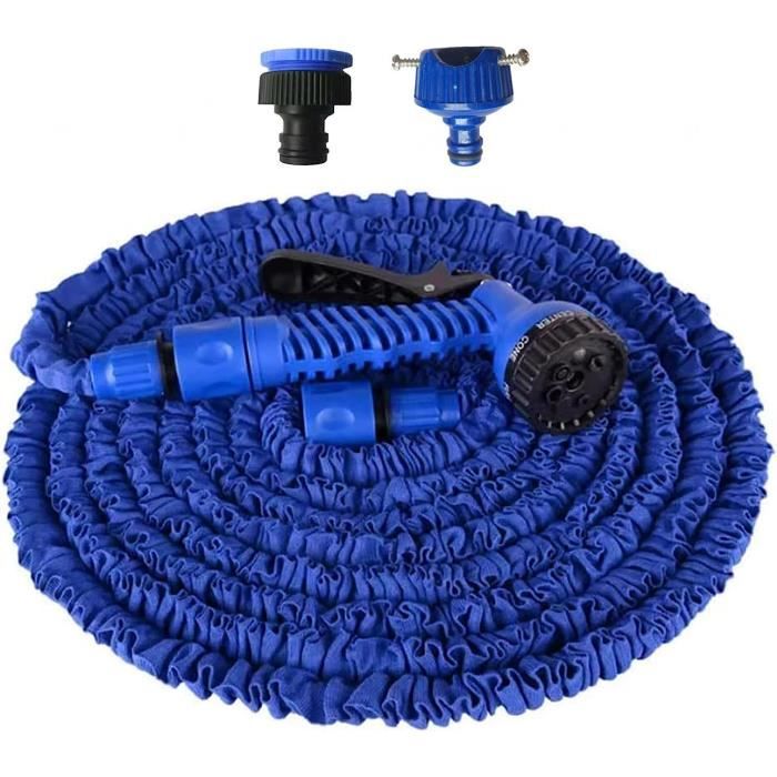 LINGKY Tuyau D'Arrosage Extensible 15m, Tuyau Arrosage Extensible, Tuyau D'Arrosage Flexible Avec 7 Modes D'Arrosage, Léger Et Facile à Ranger Pour Irrigation, Laver La Voiture, Baigner