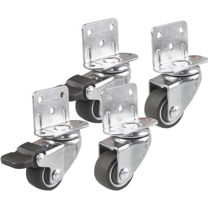 Lot De 4 Roulettes Nivellement Lourdes - 1000kg Capacité - 50mm Pivotantes - Poignée à Cliquet