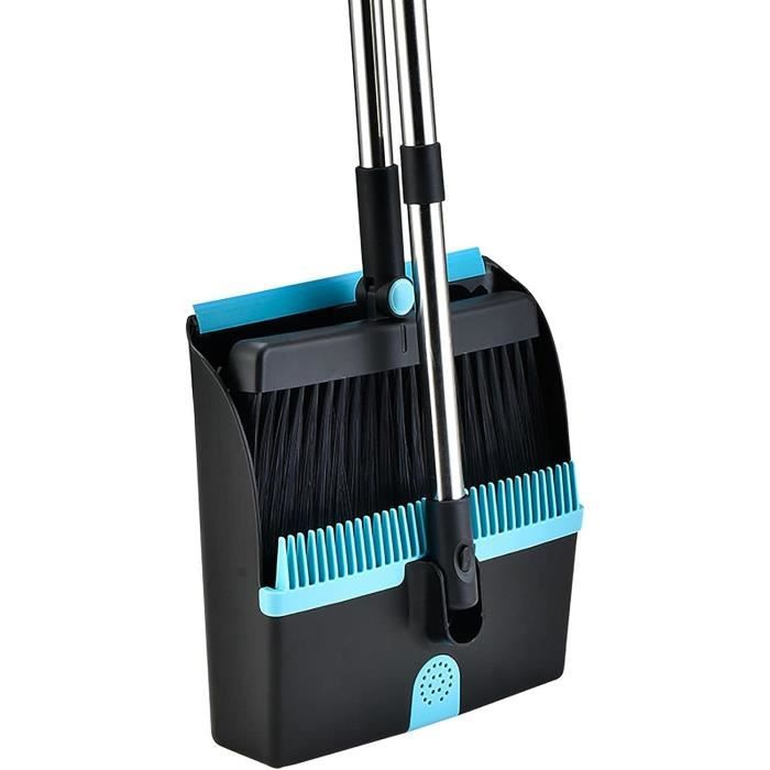 Set Balai-brosse + Pelle à Poussière Longue Poignée - Brosse Nettoyante Anti-adhésive Pour Sols Et Cheveux