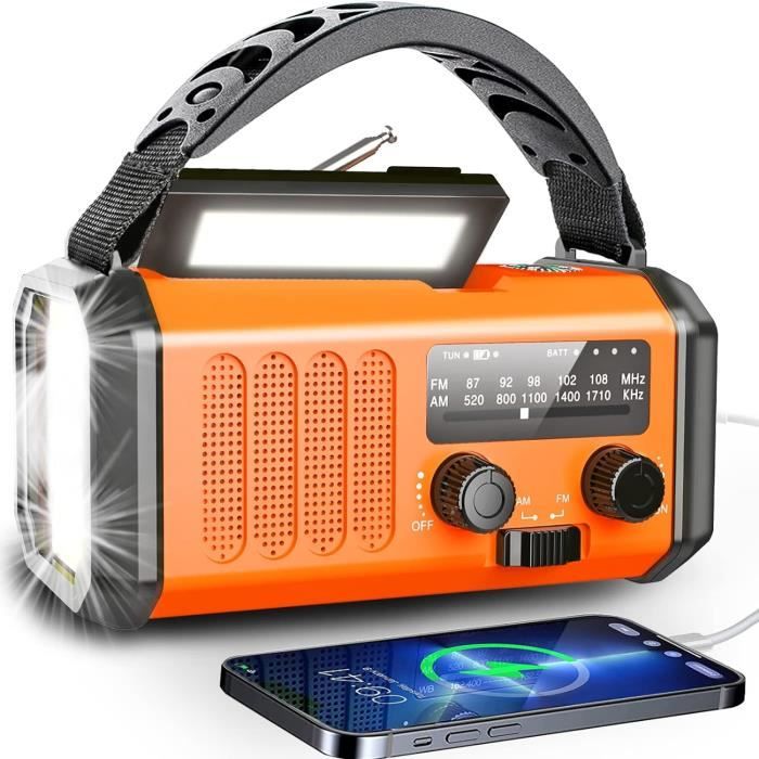 Petite Radio Portable D’Urgence FM/AM/SW – Solaire, Manivelle Dynamo, Lampe LED, Powerbank 2000 MAh, Alarme SOS, Idéale Camping Et Randonnée (Vert)