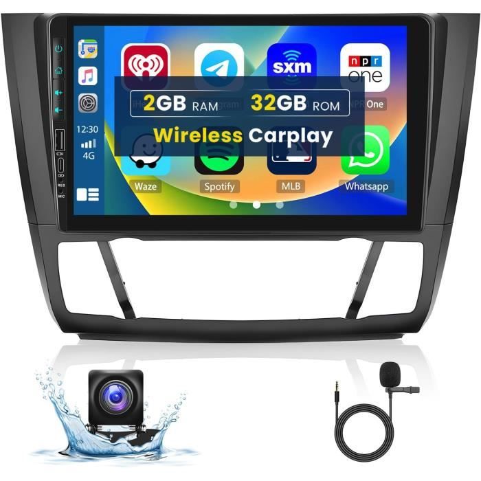 2+64G]Autoradio Android 13 Pour BMW Serie 1 E81 E82 E87 E88 2004-2011 Avec Sans Fil Carplay & Android Auto, Radio Tactile 9 Pouces Avec WiFi GPS Mirror Link DSP FM/RDS Radio SWC