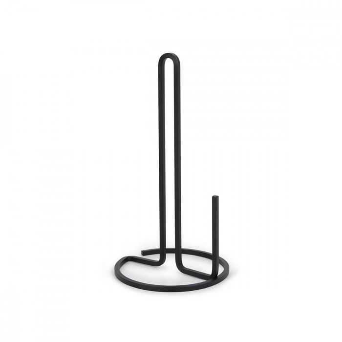 Porte-essuie-tout, métal noir, installation sans perçage