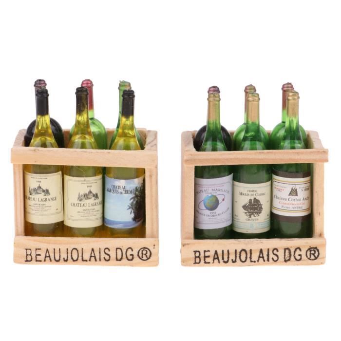 Odoria – Mini Bouteilles De Vin 1/12 – Lot De 6 – Accessoire Maison De Poupée – Décoration Miniature – Dès 14 Ans
