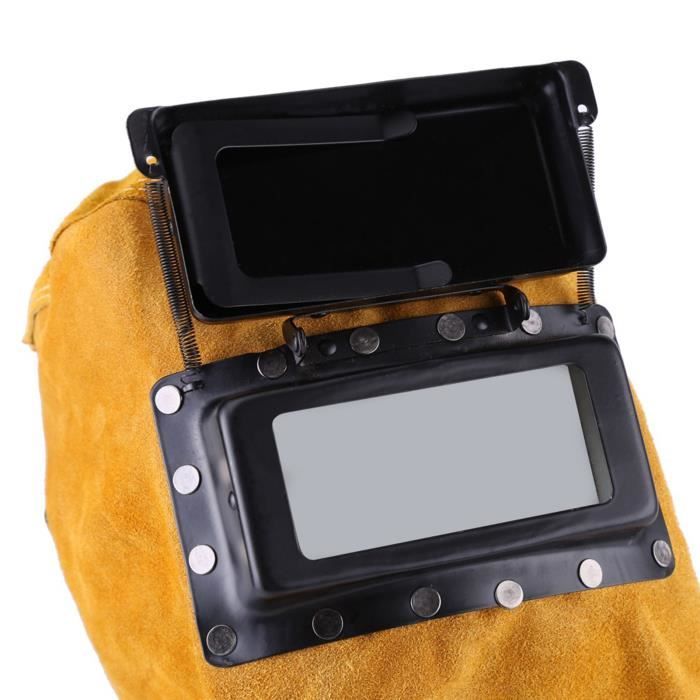 T TOVIA Casque de soudeur avec lentille filtrante auto-obscurcissante, capuche de soudeur en cuir, masque de soudage de protection complète avec cou et épaules drapées pour les lieux de travail de soudure T TOVIA Casque de soudeur avec lentille filtrante auto-obscurcissante, capuche de soudeur en cuir, masque de soudage de protection complète avec cou et épaules drapées pour les lieux de travail de soudure