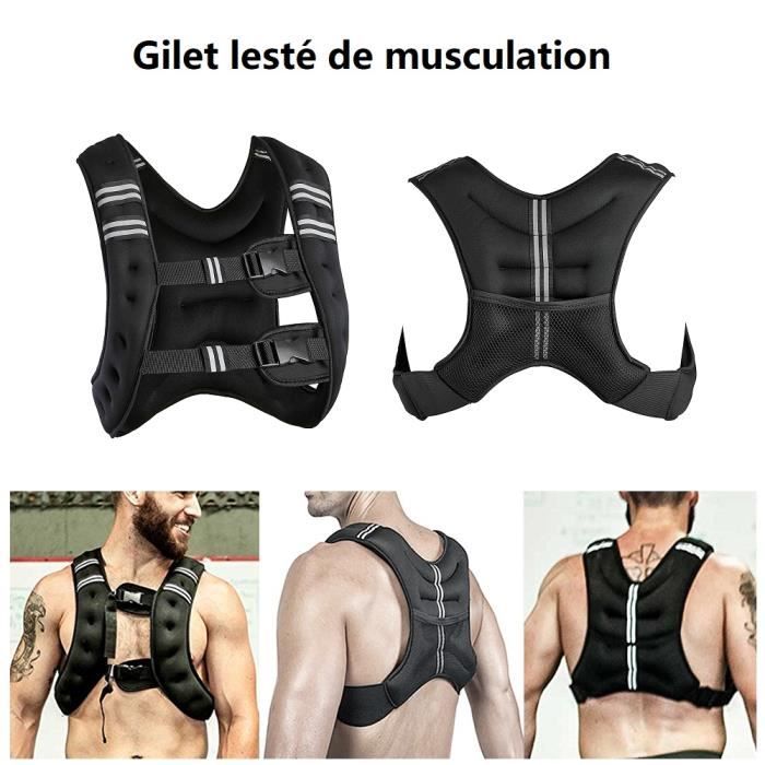 10KG Gilet lesté de musculation pour fitness Willonin® Veste de musculation réglable avec Boucles ajustables Entraînement en force