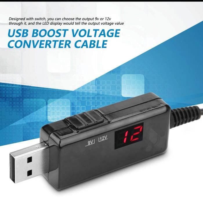 Convertisseur élévateur, câble d'extension USB, câble de charge  d'alimentation, 5 V à 9 V 12 V, transformateur de tension élévateur USB,  pour