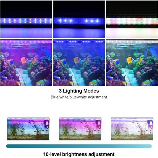 RUMOCOVO® Eclairage Aquarium LED, 16W Rampe LED Aquarium RGB Lumière  Naturel Spectre Complet pour 50-70CM Aquarium - Cdiscount