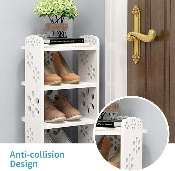 Vllcsla Étagère à chaussures étroite noire à 8 niveaux - Économie d'espace - 1 niveau pour 1 paire de chaussures - Étagère empilable pour couloir, chambre à coucher