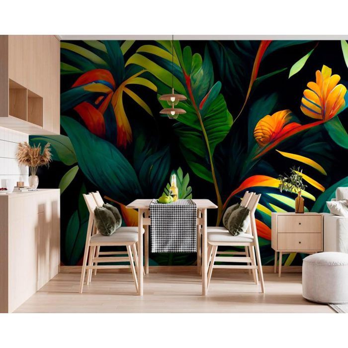 Papier Peint Panoramique Elgant 350x256 cm Jungle tropicale lumineuse ...