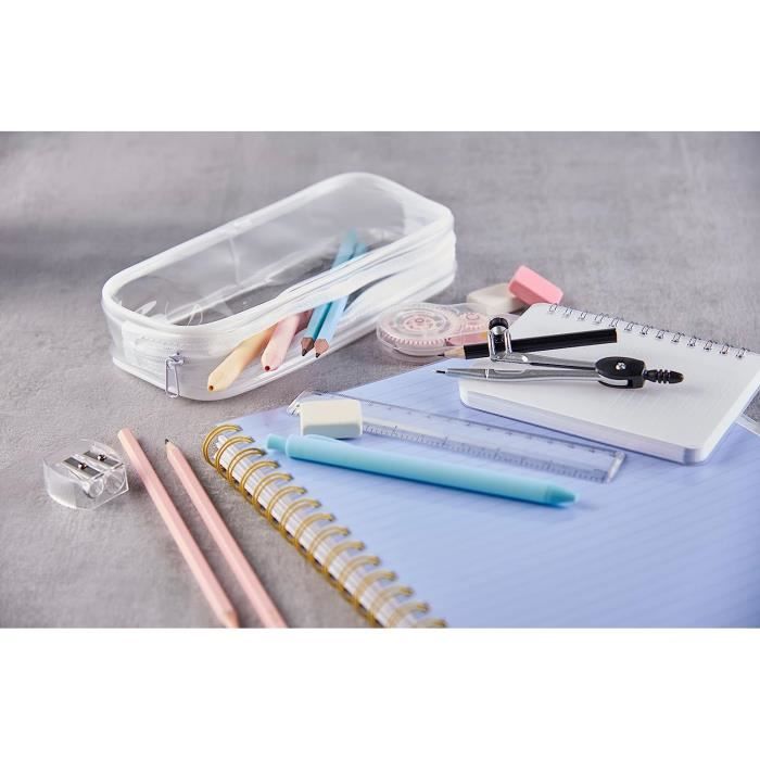 Trousse à crayons transparente Simple 1 pièce, sac à stylos de