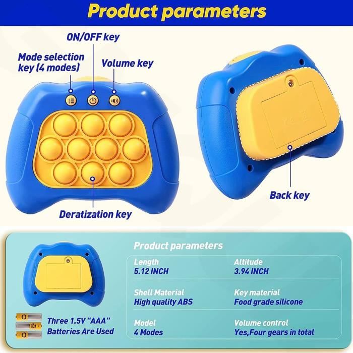 Jeu Pop électronique Quick Push Bubbles Avec écran - Console Révolutionnaire 4 Modes (révolution, Mémoire, Score, Multijoueur) - Jouet Sensoriel Magique Lumineux Et Sonore